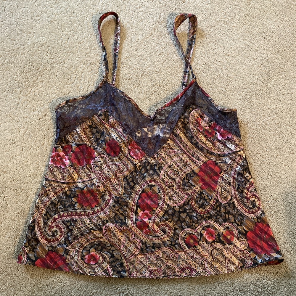 VICTORIA'S SECRET GOLD LABEL VINTAGE 1990's FLORAL PAISLEY CAMISOLE TOP SIZE S